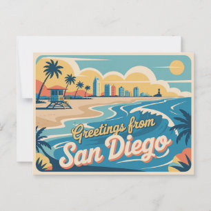 Vintage San Diego Postkarte Grüße aus