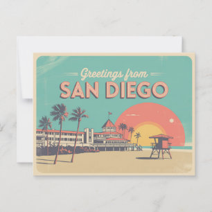 Vintage San Diego Postkarte Grüße aus