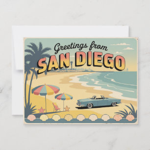 Vintage San Diego Postkarte Grüße aus