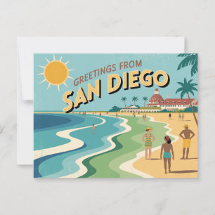 Vintage San Diego Postkarte Grüße aus