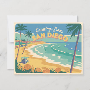 Vintage San Diego Postkarte Grüße aus