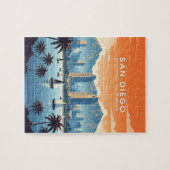 Vintage San Diego skyline with sailboats Puzzle (Horizontal)