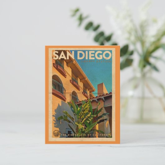 Vintage San Diego Travel Postkarte (Stehend Vorderseite)