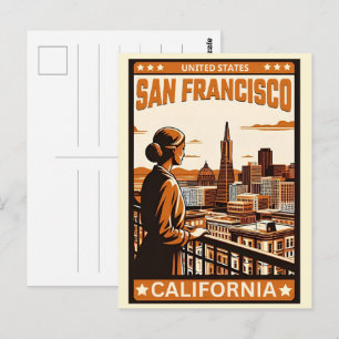 Vintage San Francisco, CA Balkonansicht Geschenke Postkarte