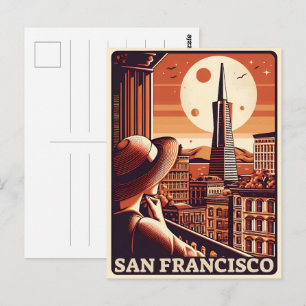 Vintage San Francisco, Ca Balkonansicht Geschenke Postkarte