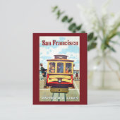Vintage San Francisco Cable Car Travel Postkarte (Stehend Vorderseite)
