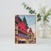 Vintage San Francisco Chinatown Postkarte (Stehend Vorderseite)