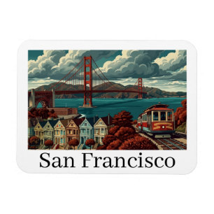 Vintage San Francisco Golden Gate Bridge Panorama Magnet