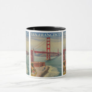 Vintage San Francisco: Golden Gate Bridge Reise Tasse