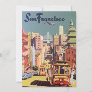 Vintage San Francisco Kabelbahn-Reiseplakat Kunst Einladung