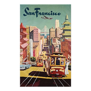 Vintage San Francisco Kabelbahn-Reiseposter Fotodruck