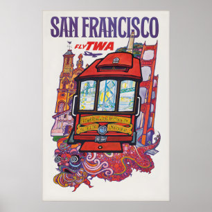 Vintage San Francisco Reiseplakat Druck, Cable Poster