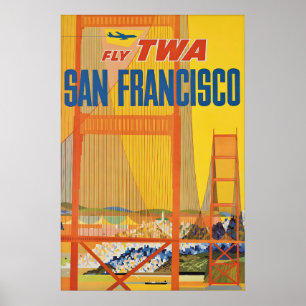 Vintage San Francisco Reiseplakat Druck, Fluggesel Poster