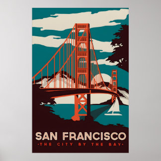 Vintage San Francisco Reiseplakat Druck, Golden Poster