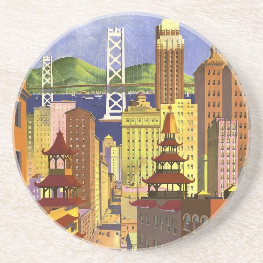 Vintage San Francisco Sandstein Untersetzer (Vorne)