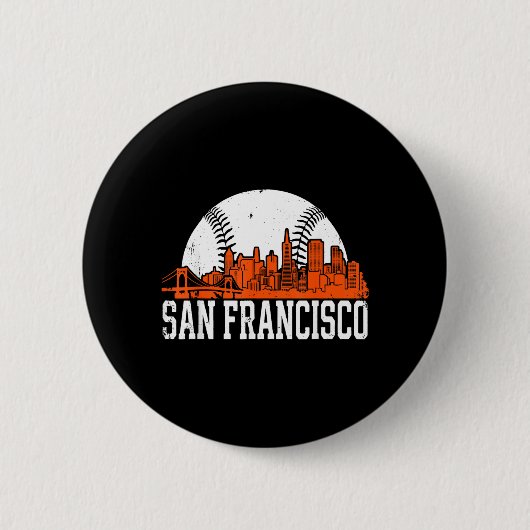 Vintage San Francisco Skyline Baseball Geschenk Mä Button (Vorderseite)