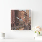Vintage San Francisco Street-Szene Quadratische Wanduhr (Zuhause)
