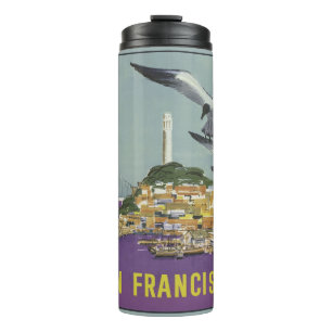Vintage San Francisco USA personalisierter Namensb Thermosbecher