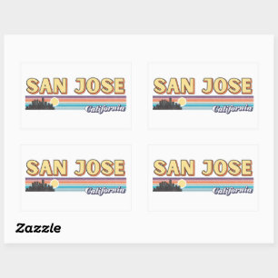 Vintage San Jose Kalifornien Retro-Sonnenuntergang Rechteckiger Aufkleber