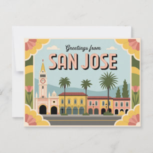 Vintage San Jose Postkarte Grüße aus