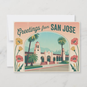 Vintage San Jose Postkarte Grüße aus