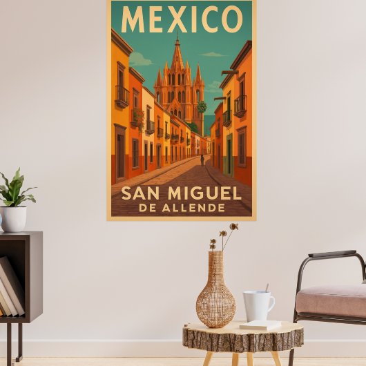 Vintage San Miguel de Allende Mexico Poster (Wohnzimmer 3)
