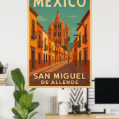 Vintage San Miguel de Allende Mexico Poster (Heimbüro)