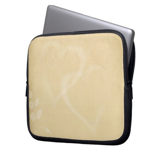 Vintage Sand-Farb-Herzen Laptopschutzhülle (Vorderseite Links)