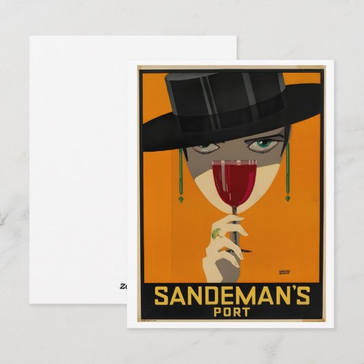 Vintage Sandeman Ad Feiertagskarte (Vorne/Hinten)