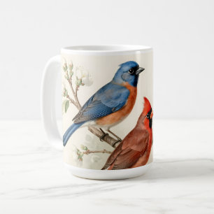 Vintage-Sänger-Blütenzweig-Illustration Kaffeetasse