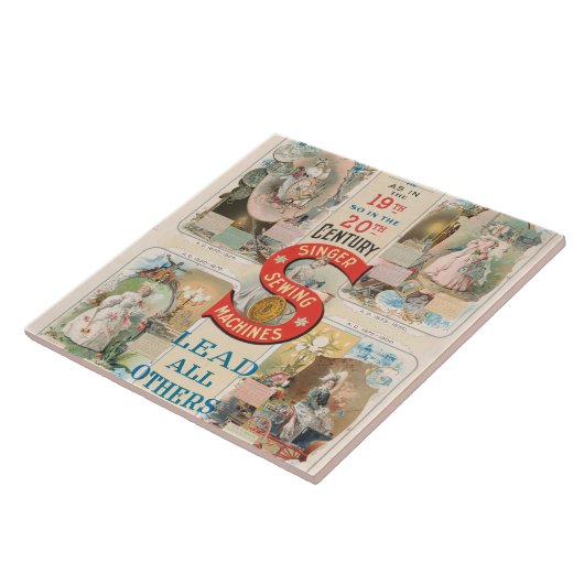 Vintage Sängernähmaschine Fliese (Seite)