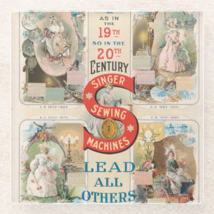 Vintage Sängernähmaschine Glasuntersetzer