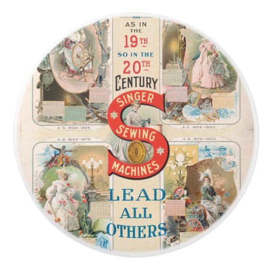 Vintage Sängernähmaschine Keramikknauf (Vorderseite)