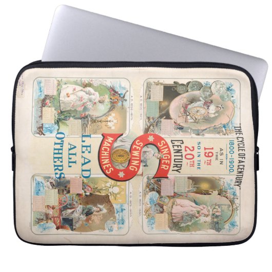 Vintage Sängernähmaschine Laptopschutzhülle (Vorderseite)