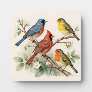 Vintage-Sangvogel-Blütenzweig-Illustration Fotoplatte