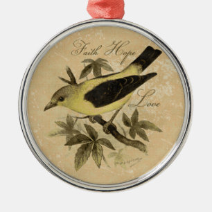 Vintage-Sangvogel-Glauben-Hoffnung-Liebe-Baumschmu Silbernes Ornament
