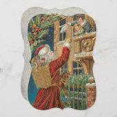 Vintage Sankt, die Geschenke holt Feiertagskarte (Vorne/Hinten)