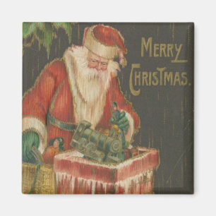 Vintage Sankt, die Kamin 2 hinuntergeht Magnet