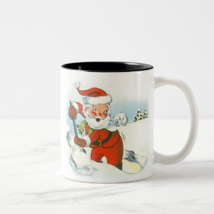 Vintage Sankt, die Schnee-WeihnachtsTasse Zweifarbige Tasse