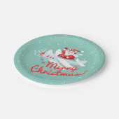 Vintage Sankt, Flugzeug frohe Weihnachten Pappteller (Schrägansicht)