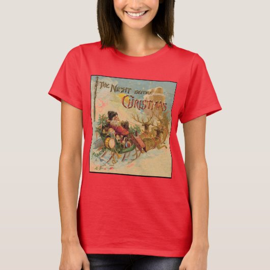 Vintage Sankt in seinem Ren Sleigh T-Shirt (Vorderseite)