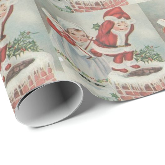 Vintage Sankt-Kinder Geschenkpapier (Rolleneckpunkt)