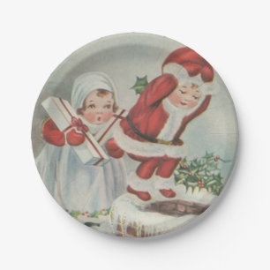 Vintage Sankt-Kinder Pappteller
