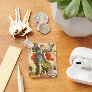 Vintage Sankt Michael besiegt Luzifer Schlüsselanhänger