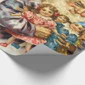 Vintage Sankt mit Puppen Geschenkpapier (Ecke)