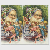 Vintage Sankt mit Puppen Geschenkpapier (Flach)