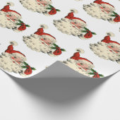 Vintage Sankt mit Stechpalme Geschenkpapier (Ecke)