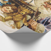 Vintage Sankt mit Teddy und Schiff Geschenkpapier (Ecke)