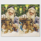 Vintage Sankt mit Teddy und Schiff Geschenkpapier (Flach)
