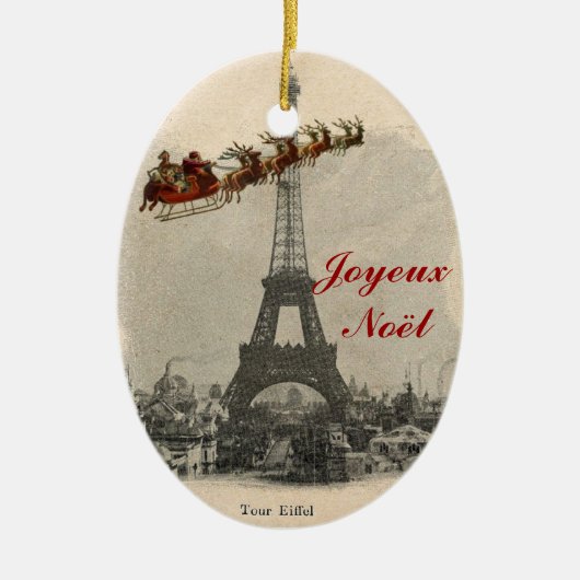 Vintage Sankt über Paris-Weihnachtsverzierung Keramikornament (Vorne)
